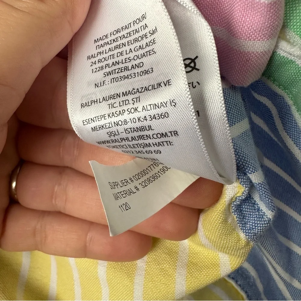 Ralph Lauren Pastel Multicolor Oxford Stripe Shirtall Size 3 Month